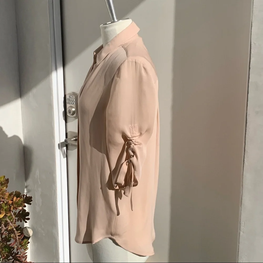 L’AGENCE Silk Button Down Blouse Drawstring Ruching  Size Small - Picture 2 of 9